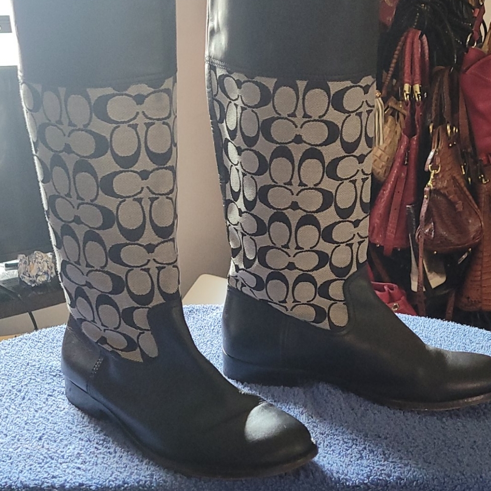 Coach Chrissi Signature Canvas/Leather Boots 9.5